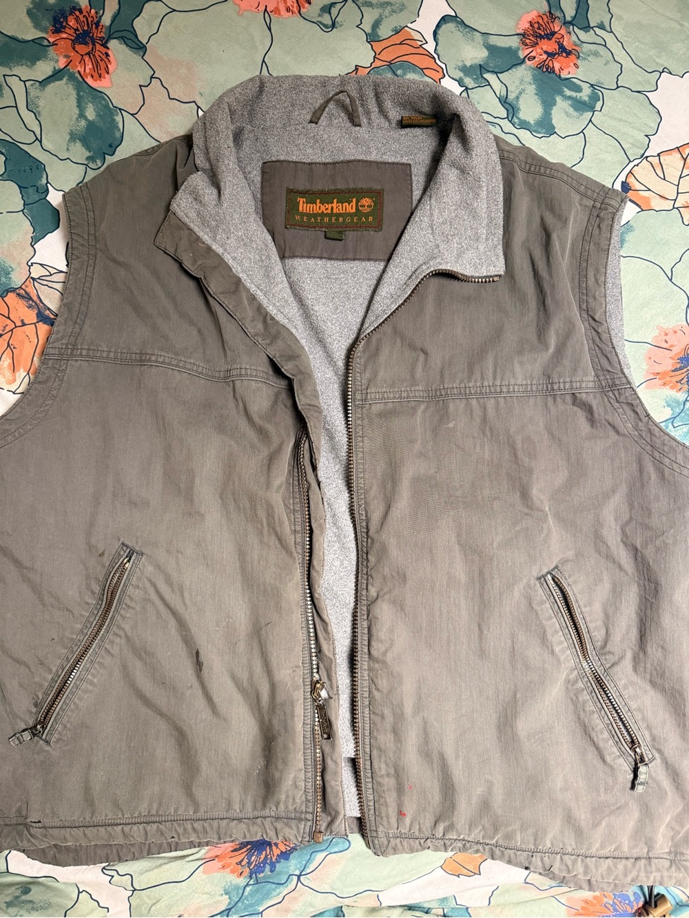 Timberland Olive Gray Men's Sleeveless Zip Vest